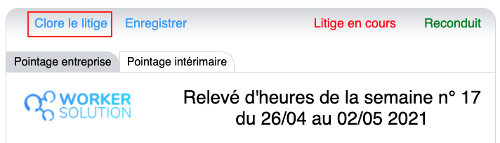 Récapitulatif des relevés d'heures