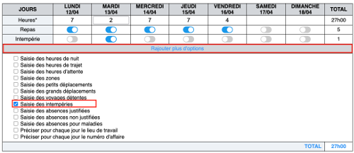 Feuille de pointage